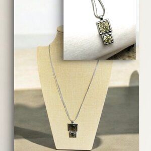 Vintage Lia Sophia "Reflex Love" Double Square Drop Necklace
